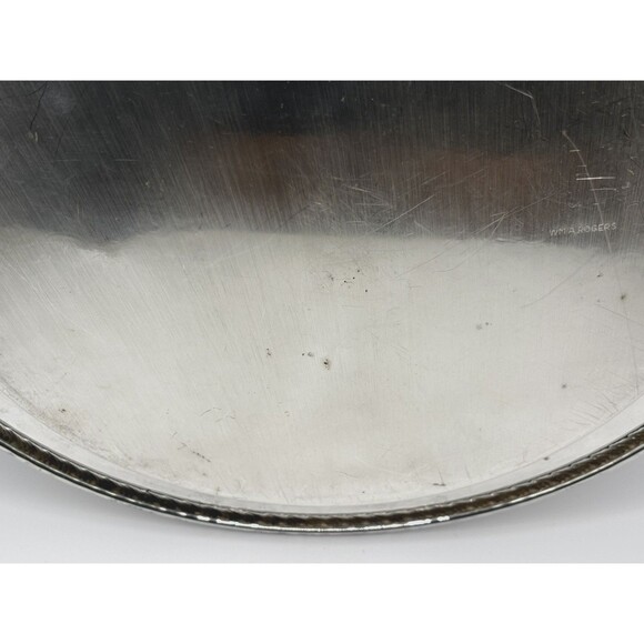 Vintage W.M. Rogers Oneida Silver Plated 12” Round Tray Pierced Braided Edge Orn - Picture 10 of 11